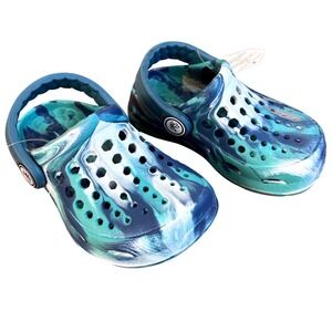 Joybees Kids‎ Everyday Clogs Blue Teal Marble Swirl Size C4/5 NEW